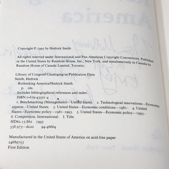 (Signed/Inscription) Rethinking America by Hedrick Smith - Picture 3 of 9